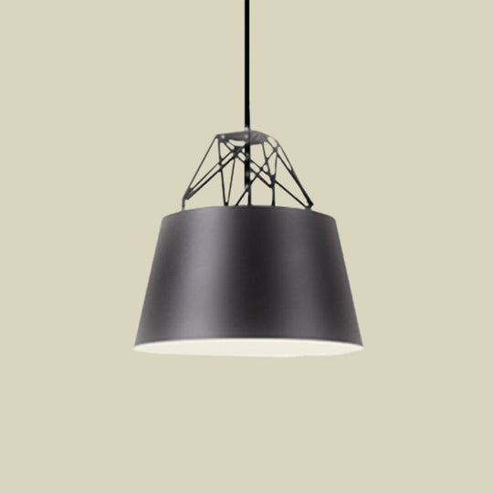 Modern Aluminum Drum Shape Pendant Light For Restaurants - 1 With Iron Wire