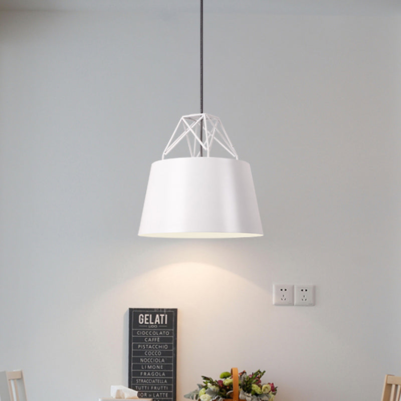 Modern Drum-Shaped Aluminum Restaurant Pendant Light With Iron Wire