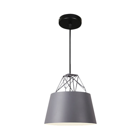 Modern Aluminum Drum Shape Pendant Light For Restaurants - 1 With Iron Wire