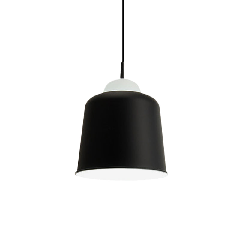 Monochrome Metal Suspension Light For Study Room - Simple Style Single Black/Grey/White