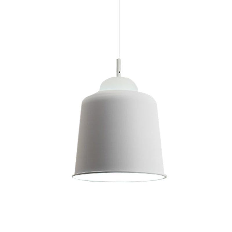 Sleek Monochrome Metal Suspension Light For Study Room - Single Hanging Lamp