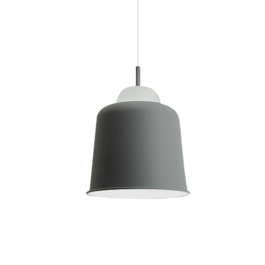 Sleek Monochrome Metal Suspension Light For Study Room - Single Hanging Lamp