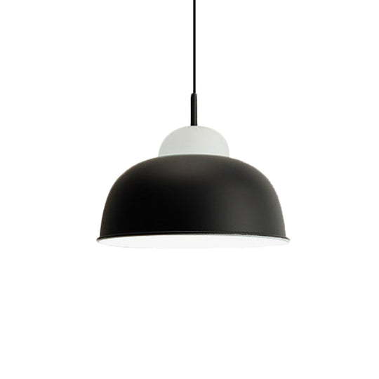 Monochrome Metal Suspension Light For Study Room - Simple Style Single Black/Grey/White