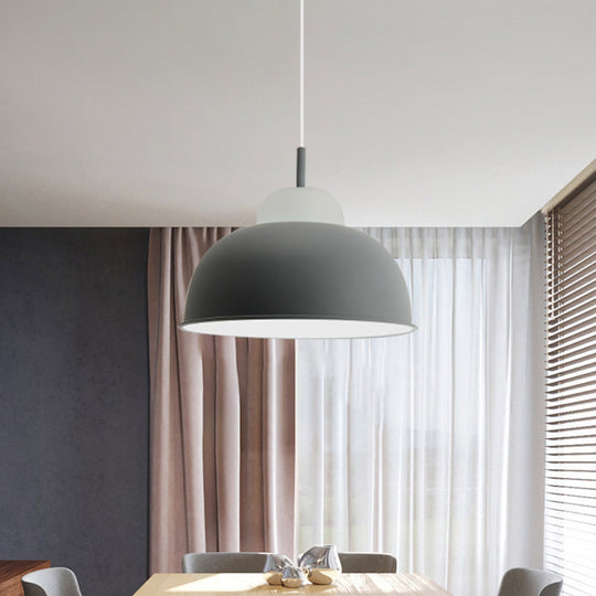 Monochrome Metal Suspension Light For Study Room - Simple Style Single Black/Grey/White