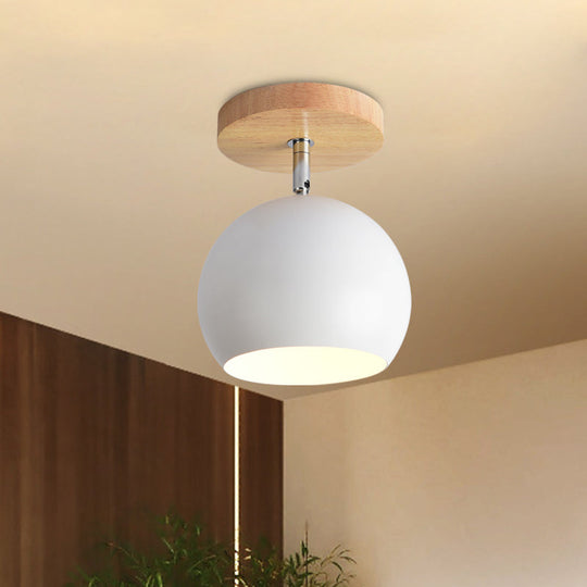 Rotatable Orb Shade Ceiling Light - Ideal For Study Room & Corridor White