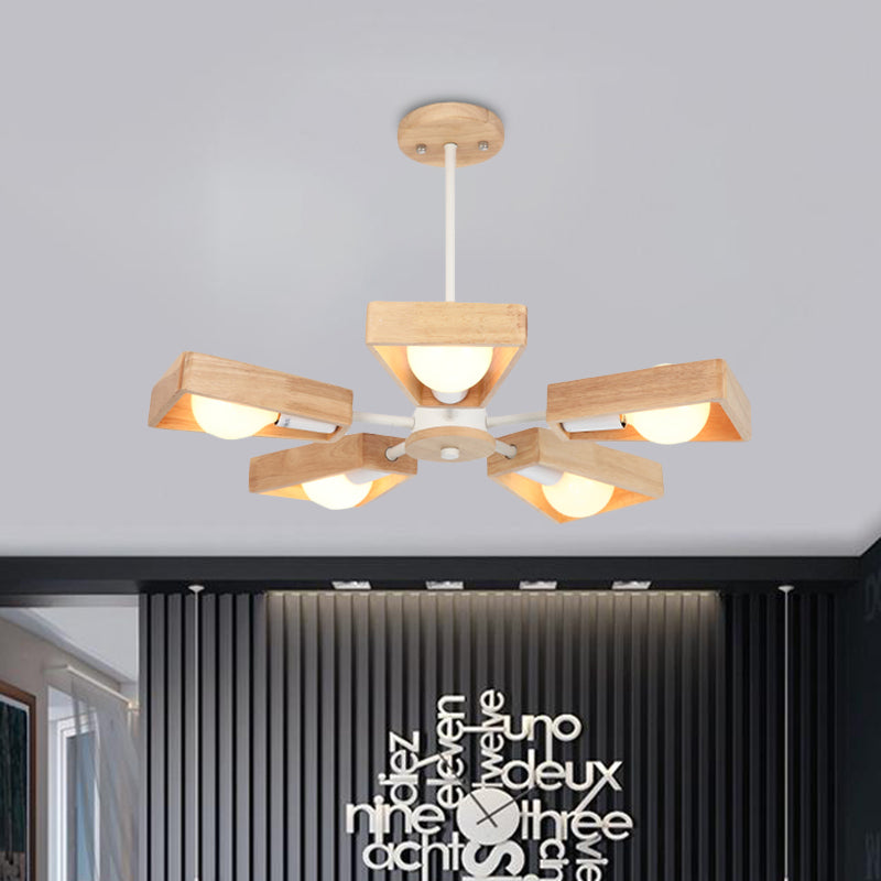 Rotating Trapezoid Wood Chandelier With Multiple Pendants - Modern Dining Room Lighting 5 / White