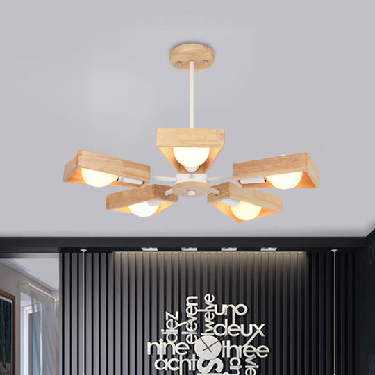 Rotating Trapezoid Wood Chandelier With Multiple Pendants - Modern Dining Room Lighting 5 / White