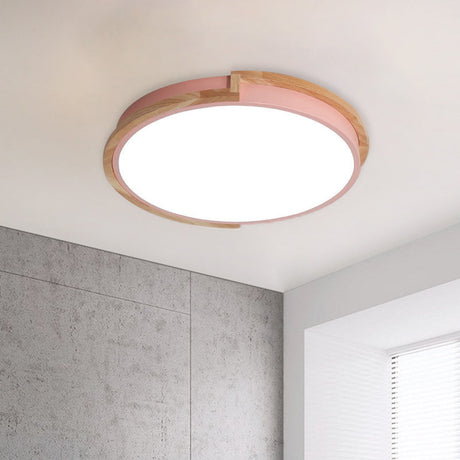 Nordic Stylish Acrylic Round Flush Ceiling Light In Warm/White For Living Room Or Porch Pink /