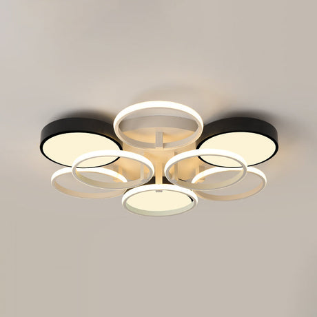 Modern Circular Acrylic Flush Ceiling Light: Stylish Black Finish 2/3 Lights Mount Fixture For