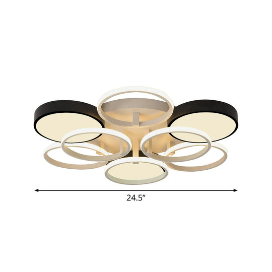 Modern Circular Acrylic Flush Ceiling Light: Stylish Black Finish 2/3 Lights Mount Fixture For