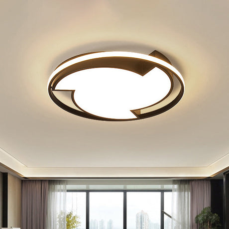 Child Bedroom Cartoon Tornado Led Ceiling Light In Acrylic Black - Flush Lamp