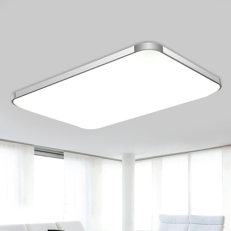 Stylish Led Flush Mount Light - Rectangular 25.5’/32’ Width Sliver Finish Ideal For Living Room