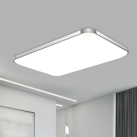 Stylish Led Flush Mount Light - Rectangular 25.5/32 Width Sliver Finish Ideal For Living Room