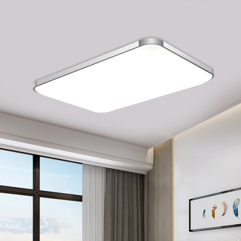 Stylish Led Flush Mount Light - Rectangular 25.5’/32’ Width Sliver Finish Ideal For Living Room