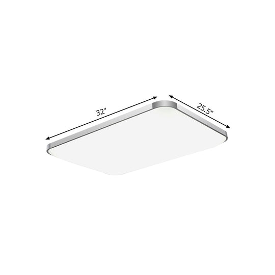 Stylish Led Flush Mount Light - Rectangular 25.5’/32’ Width Sliver Finish Ideal For Living Room