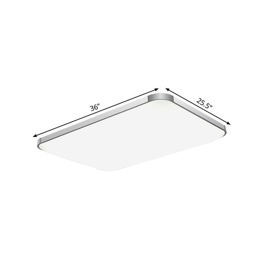 Stylish Led Flush Mount Light - Rectangular 25.5’/32’ Width Sliver Finish Ideal For Living Room