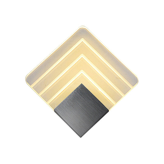 Square Led Wall Sconce - 5.5/8 Width Acrylic Light Aged Silver/Black Finish