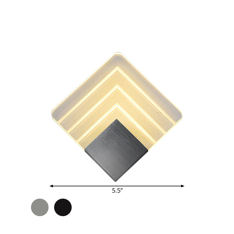 Square Led Wall Sconce - 5.5/8 Width Acrylic Light Aged Silver/Black Finish