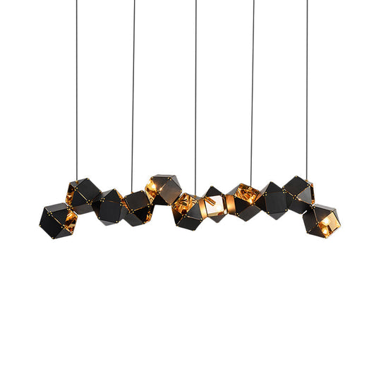 Modern Black/White Multifaceted Metal Chandelier Light - 8/12 Heads Perfect For Dining Rooms And