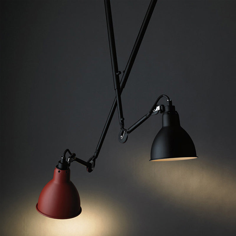 Modern Dome Pendant Lamp With Articulating Arm - Black/Gray Ceiling Light For Kitchen