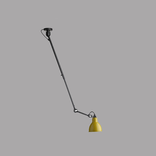 Modern Dome Pendant Lamp With Articulating Arm - Black/Gray Ceiling Light For Kitchen