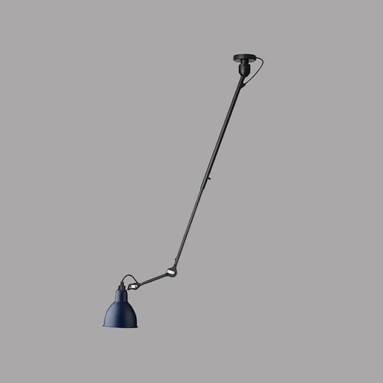 Modern Metallic Dome Pendant Lamp - 1 Bulb Black/Gray Ceiling Light With Articulated Arm For Kitchen