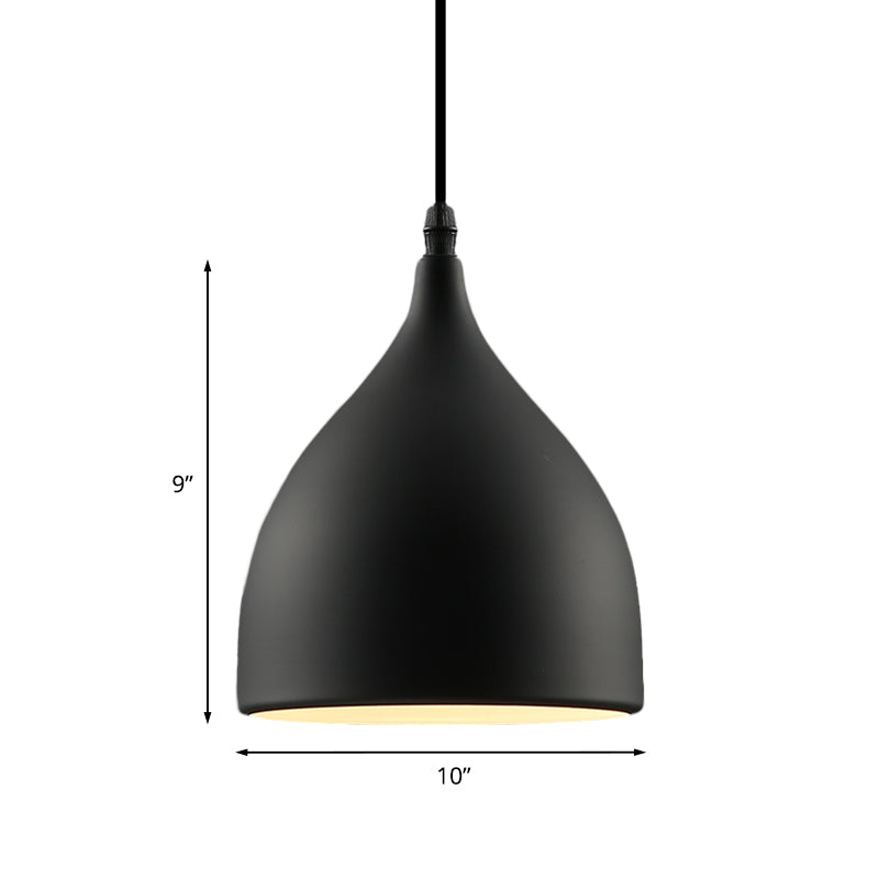 Industrial Dome Metal Pendant Light - 1 Hanging Ceiling For Restaurants 6.5’’/10’’ Dia Black