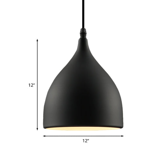 Industrial Dome Metal Pendant Light - 1 Hanging Ceiling For Restaurants 6.5’’/10’’ Dia Black
