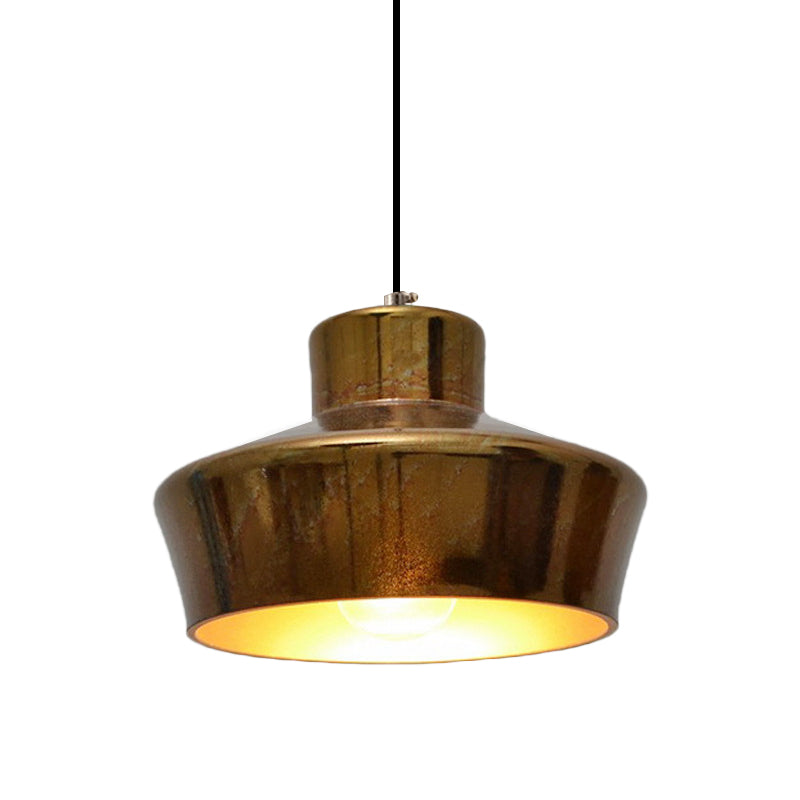 Vintage Style Brass Finish Hanging Light With Shade - 1 Pendant Lighting For Restaurants
