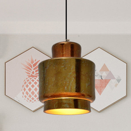 1-Light Brass Finish Hanging Pendant Light With Vintage Style Shade - Ideal For Restaurants / C