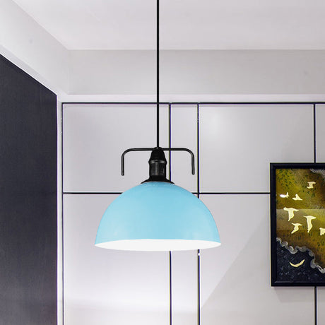 Vintage Blue/Green Metal Pendant Light - 12/14/16 Wide Indoor Hanging Ceiling With Cord