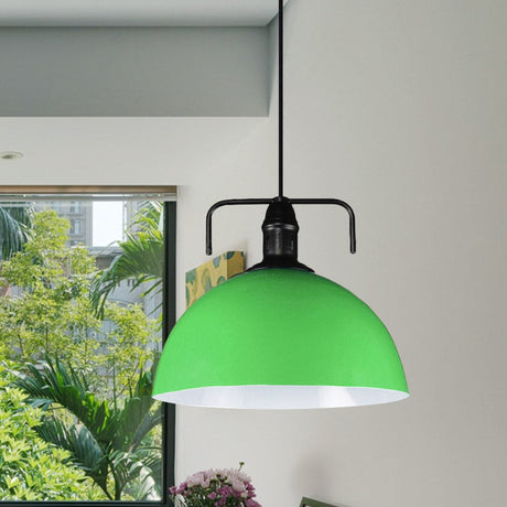 Vintage Blue/Green Metal Pendant Light - 12/14/16 Wide Indoor Hanging Ceiling With Cord