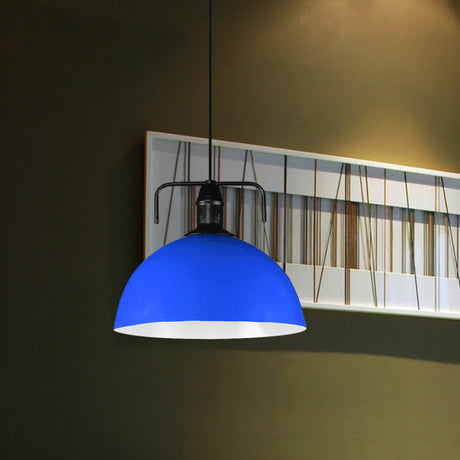 Vintage Blue/Green Metal Pendant Light - 12/14/16 Wide Indoor Hanging Ceiling With Cord