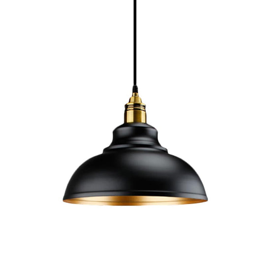 Black Metal Domed Pendant Light - Loft Style 11.5’/14’/16’ Dia Ideal For Table