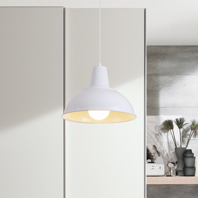 Antique Stylish Domed Suspension Light With Metallic Ceiling Pendant - Black/White