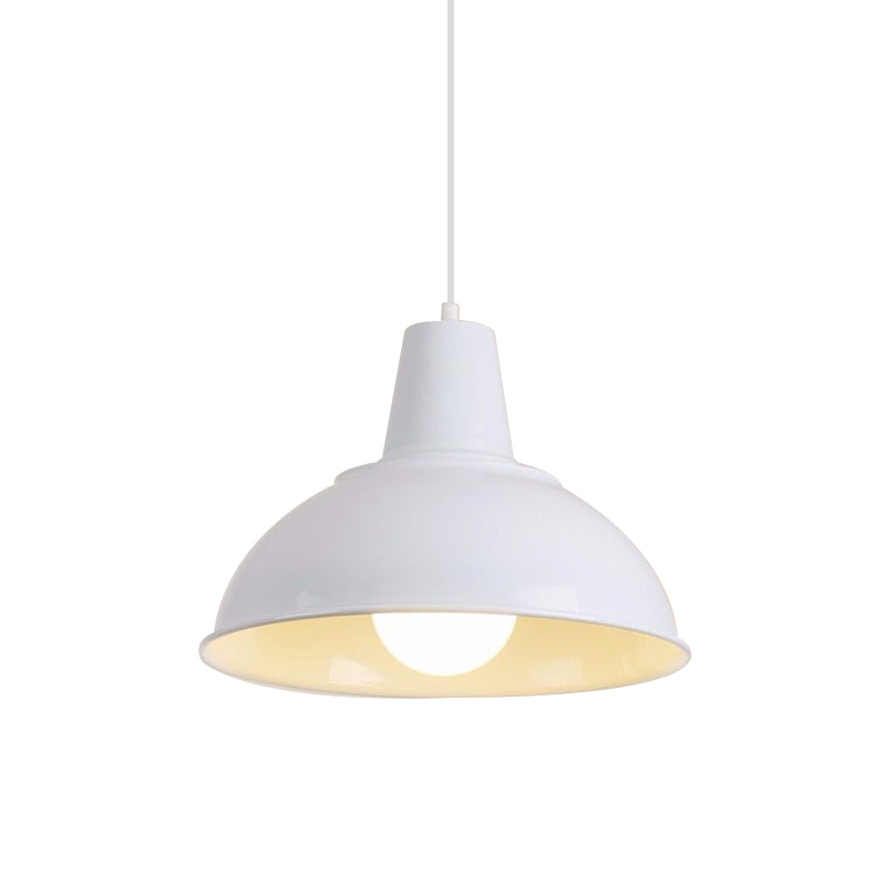 Antique Stylish Domed Suspension Light With Metallic Ceiling Pendant - Black/White