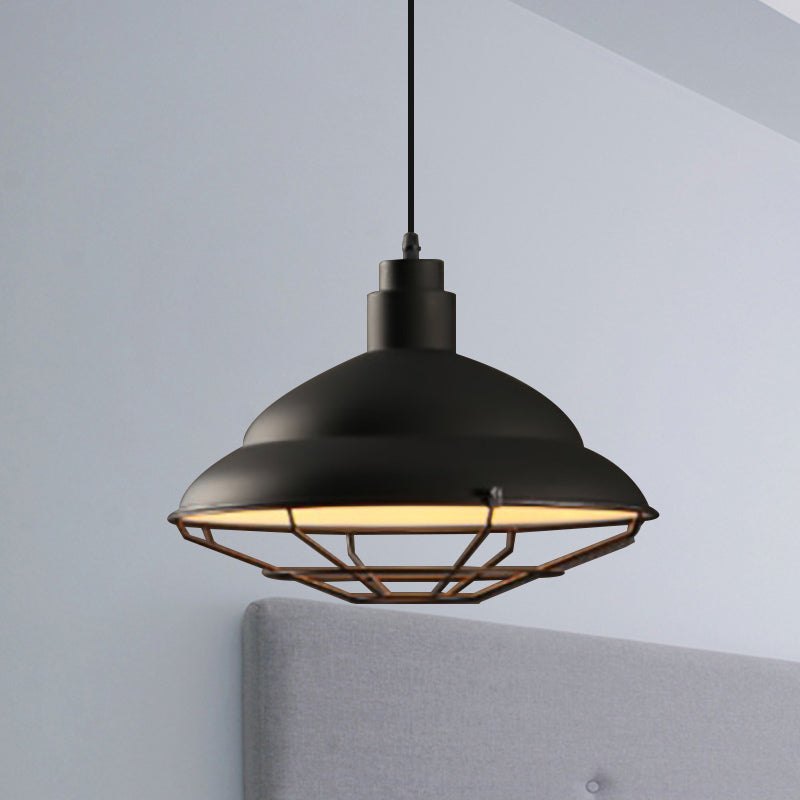 Retro Double Bubble Pendant Lamp: Metallic 1-Light Hanging Ceiling Light In Black/White For Coffee