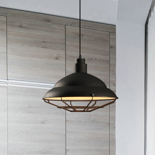 Retro Double Bubble Pendant Lamp: Metallic 1-Light Hanging Ceiling Light In Black/White For Coffee