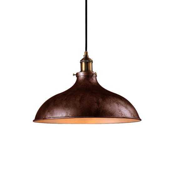 Farmhouse 1-Head Pendant Ceiling Light: Rustic Wrought Iron Bowl Lamp In Style - Silver/Rust