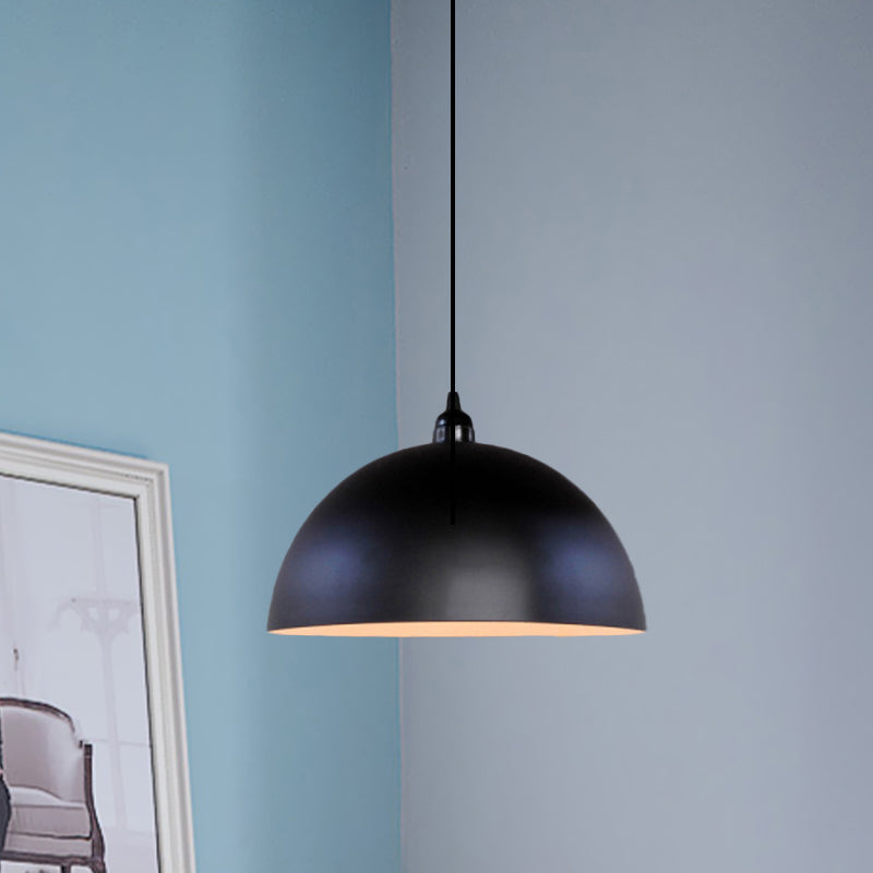 Iron Pendant Lighting: Industrial Dome Shade Black Finish