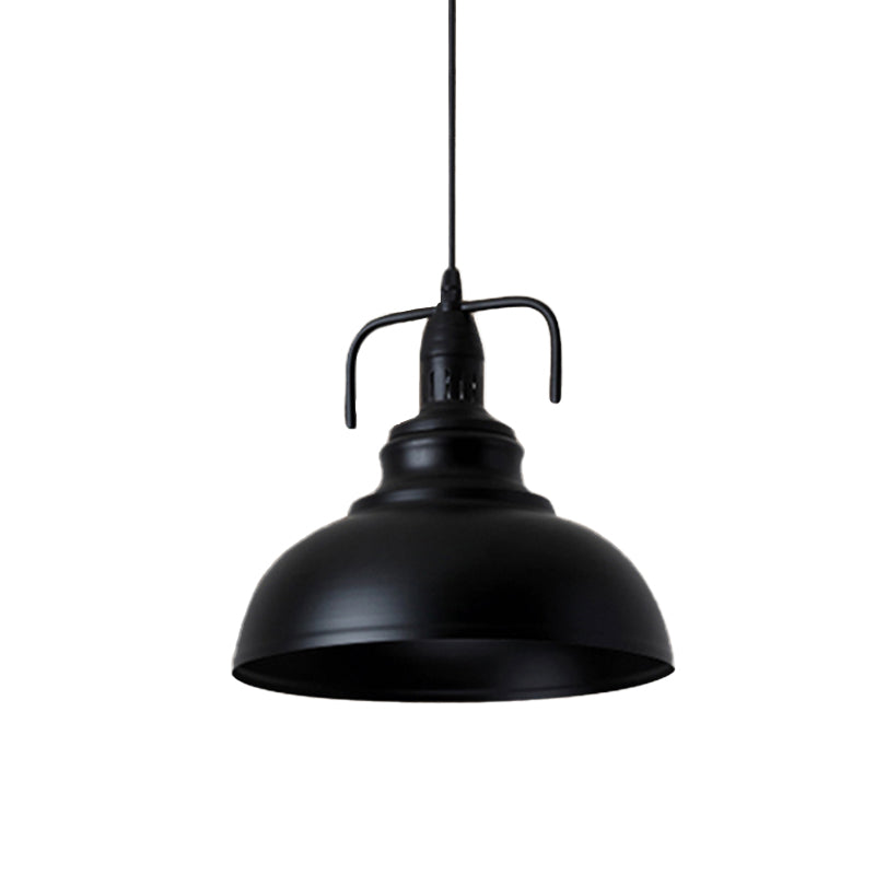 Industrial Metal Pendant Light With Adjustable Cord - Black Dome Shade Ceiling 11.5’/14’ W 1