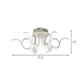 Contemporary Acrylic Octopus Flush Mount Light Fixture 3/6/8 Led Lights For Living Room Ceiling In