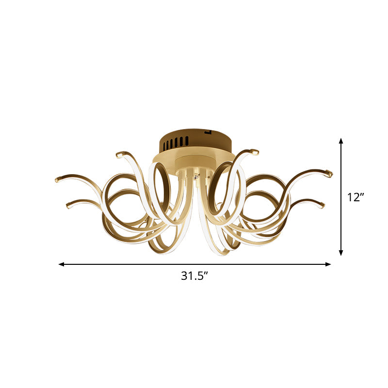 Contemporary Acrylic Octopus Flush Mount Light Fixture – 3/6/8 Led Lights For Living Room Ceiling