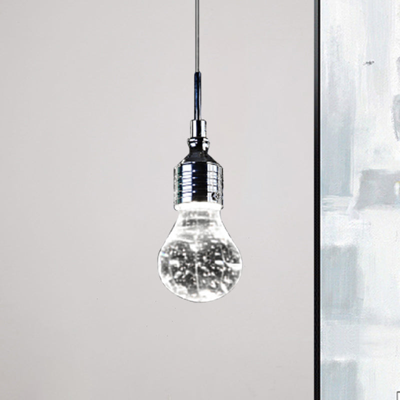 Bubble Crystal Pendant Ceiling Light With Metal Finish And Single Bulb In Warm/White Clear / Warm