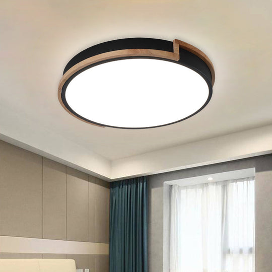Eye - Caring Slim Drum Led Ceiling Light For Bedroom - Choice Of 3 Sizes In Black Grey Or White /