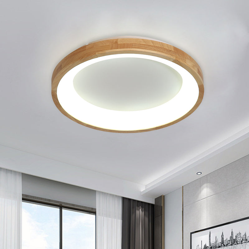 12/16/19.5 Nordic Wood & Acrylic Circular Led Flush-Mount Light - Unique Hallway Ceiling Fixture