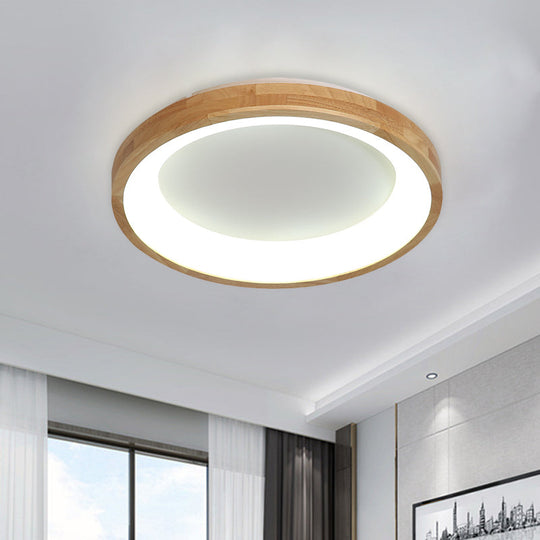 12/16/19.5 Nordic Wood & Acrylic Circular Led Flush-Mount Light - Unique Hallway Ceiling Fixture