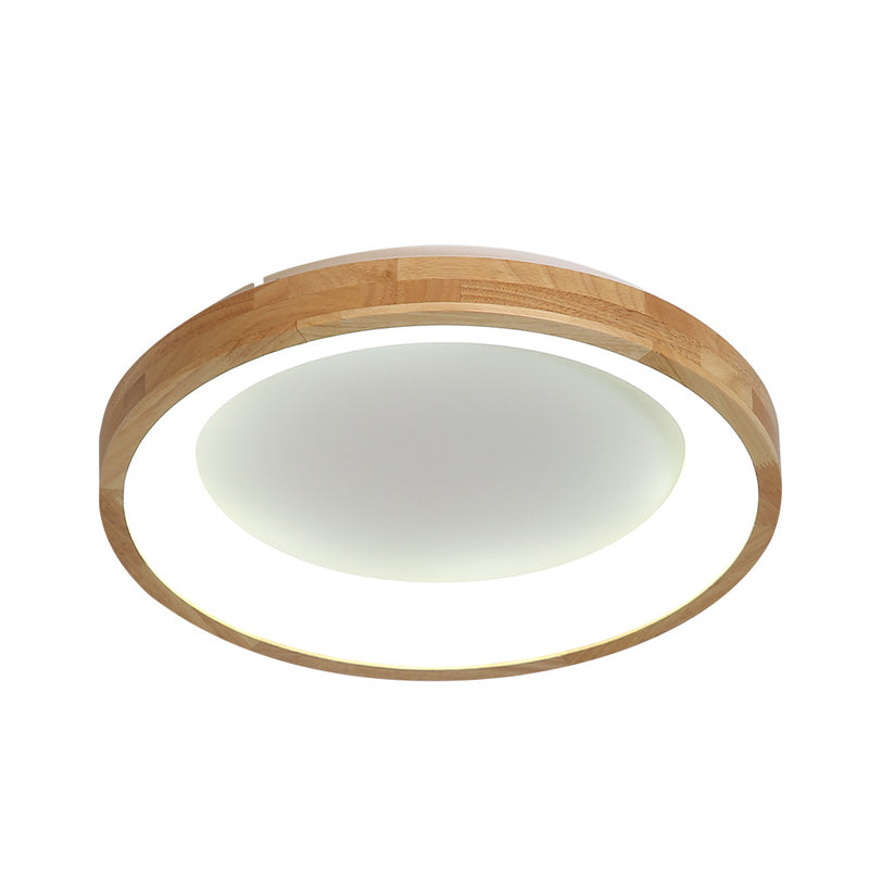 12’/16’/19.5’ Nordic Wood & Acrylic Circular Led Flush - Mount Light - Unique Hallway Ceiling