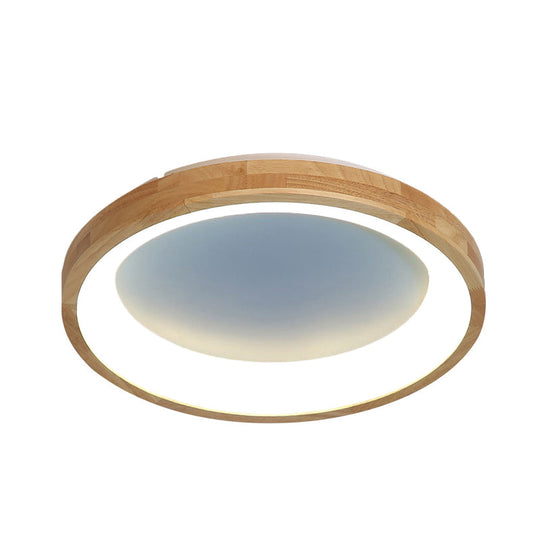 12’/16’/19.5’ Nordic Wood & Acrylic Circular Led Flush - Mount Light - Unique Hallway Ceiling