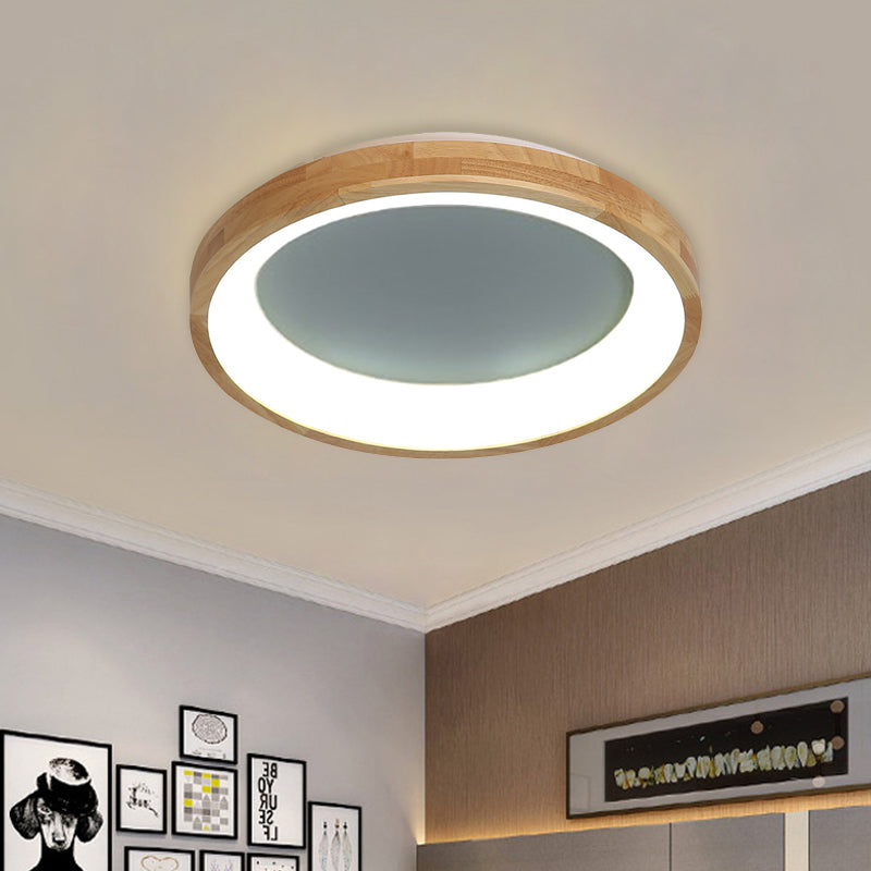 12/16/19.5 Nordic Wood & Acrylic Circular Led Flush-Mount Light - Unique Hallway Ceiling Fixture